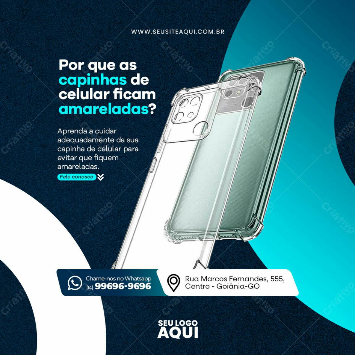 Capinha de Celular Transparente PSD Editável