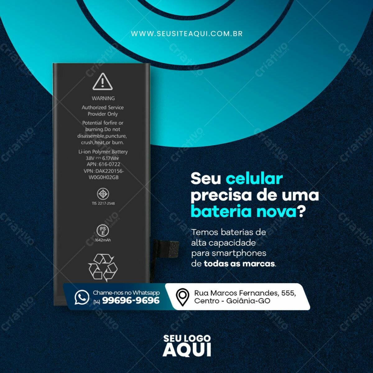 Modelo de Bateria para Celular PSD Editável