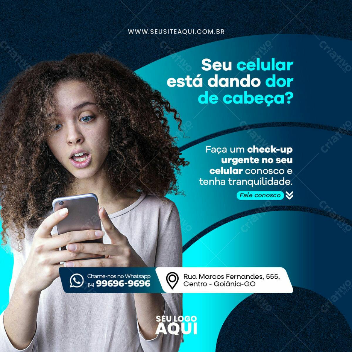 Post para Redes Sociais Conserto Celular PSD Editável