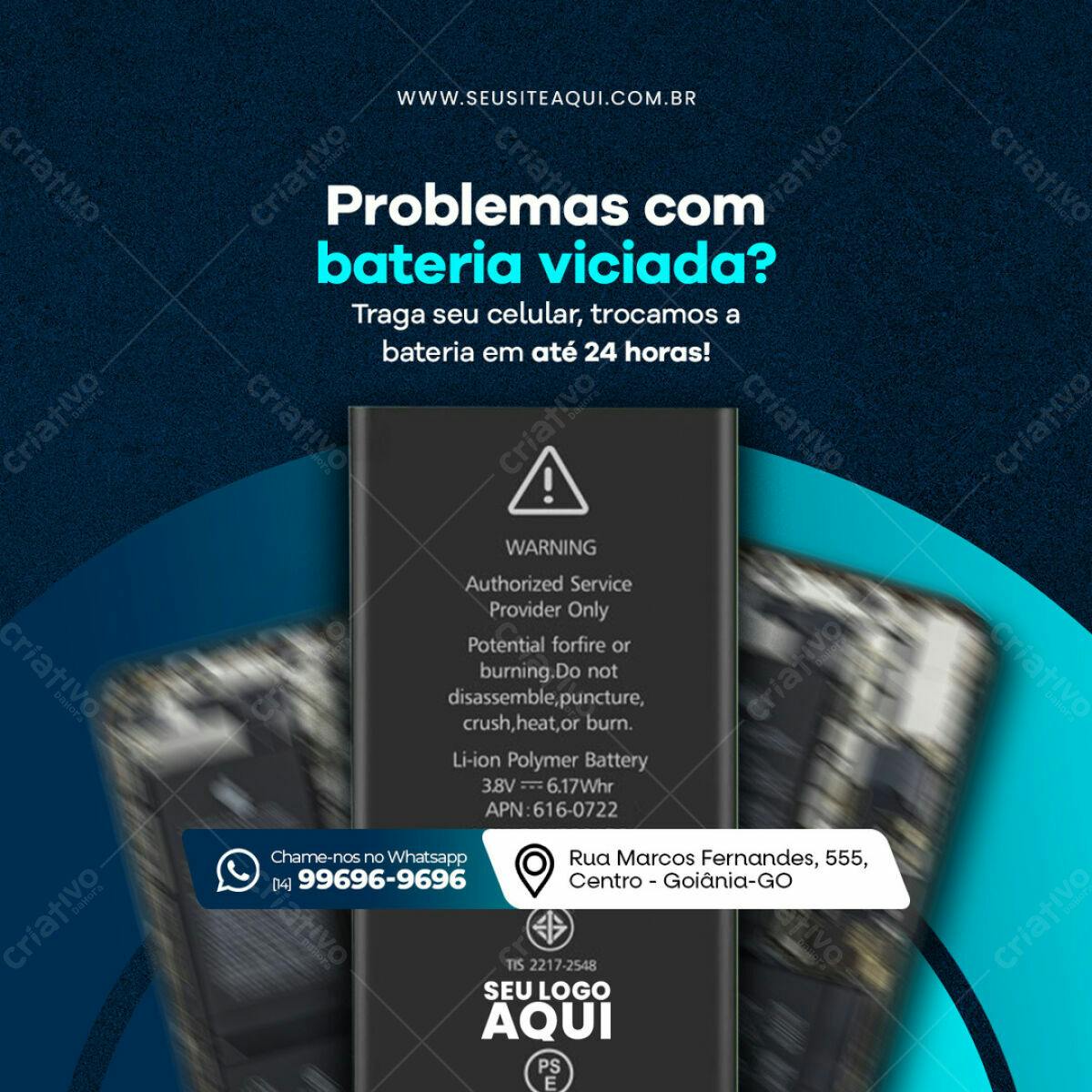 Flyer para Reparo de Bateria de Celular PSD Editável