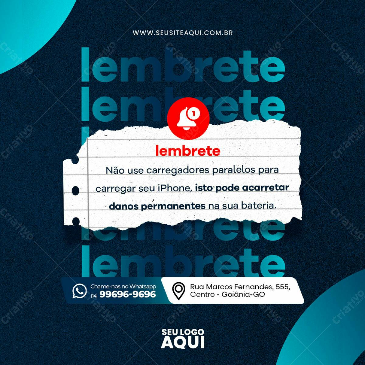 Post para Redes Sociais - Cuidados com Bateria iPhone PSD Editável
