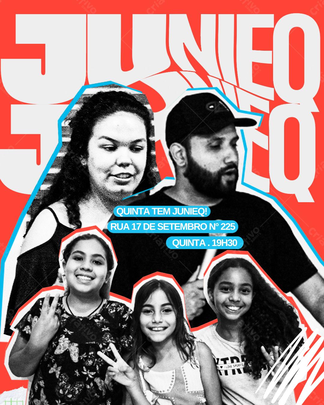 Flyer evento musical família vermelho e branco Editável no Canva