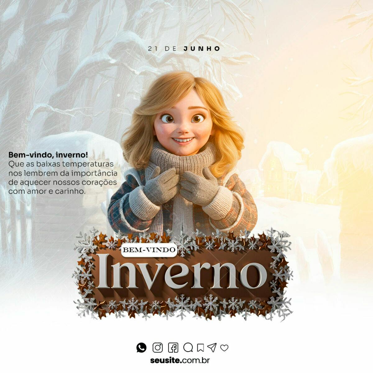 Postagem de Boas-Vindas ao Inverno PSD Editável