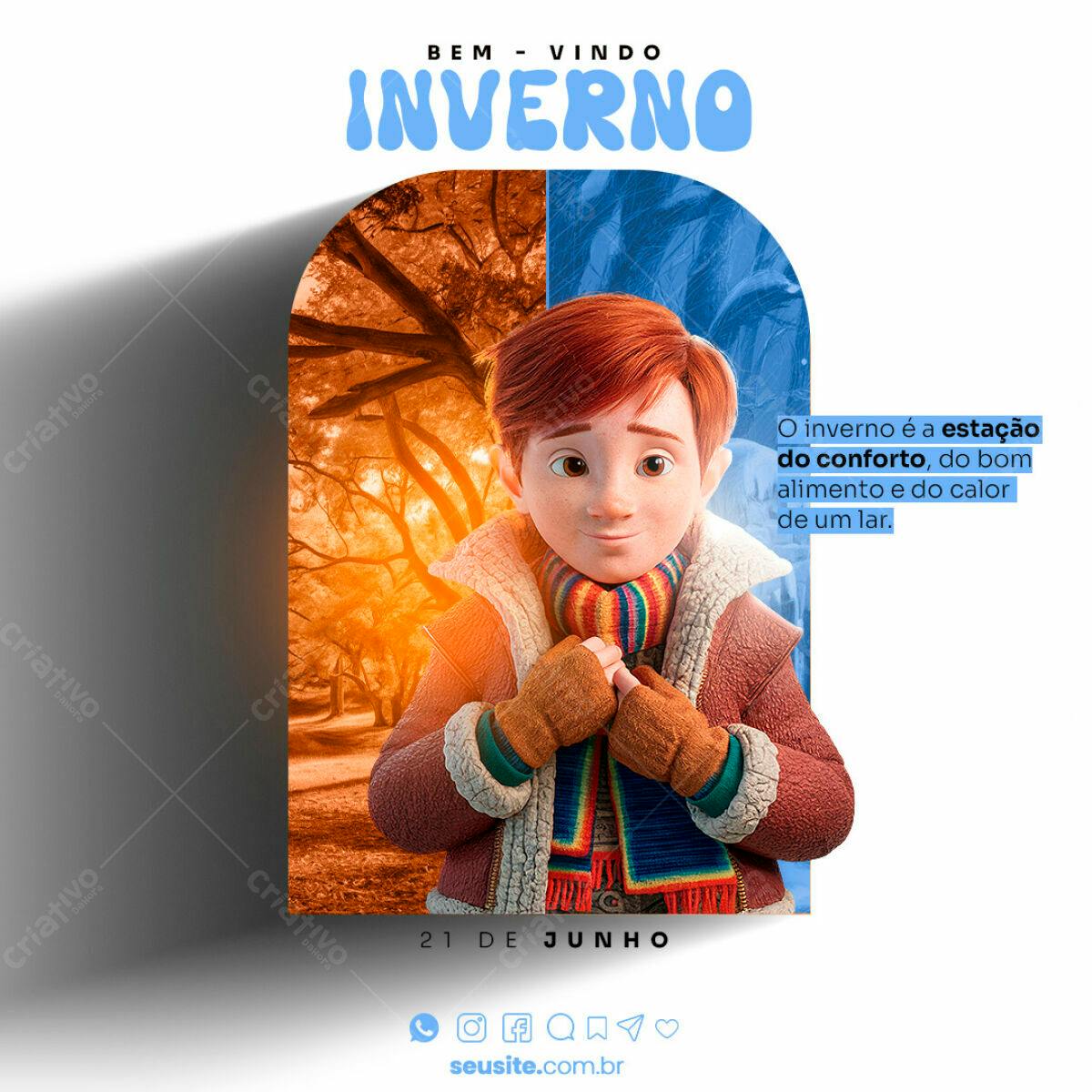 Postagem de Boas-Vindas ao Inverno PSD Editável