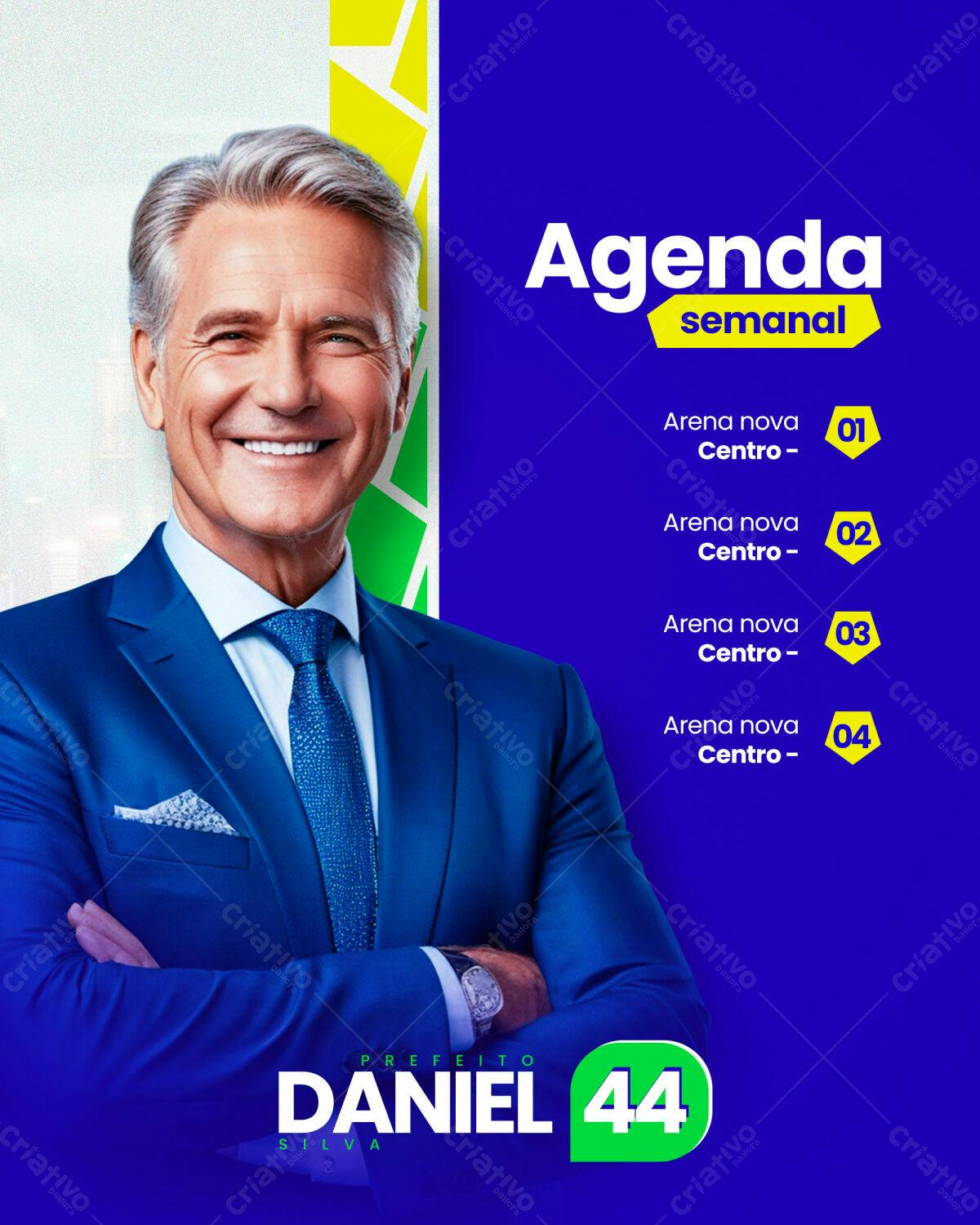 Flyer Agenda Semanal para Candidato PSD Editável