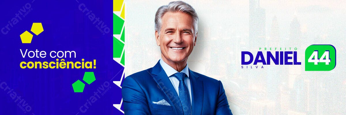 Banner Eleições Prefeito Daniel Silva 44 PSD Editável