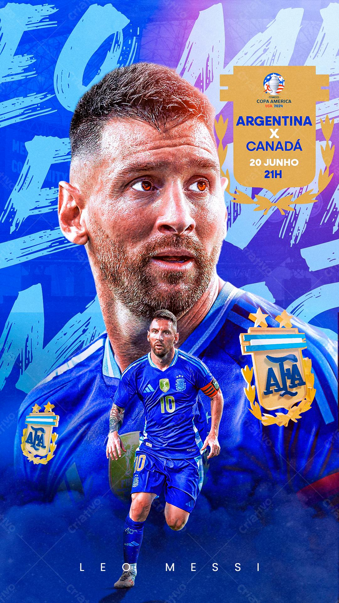 Flyer Copa América Argentina x Canadá PSD Editável