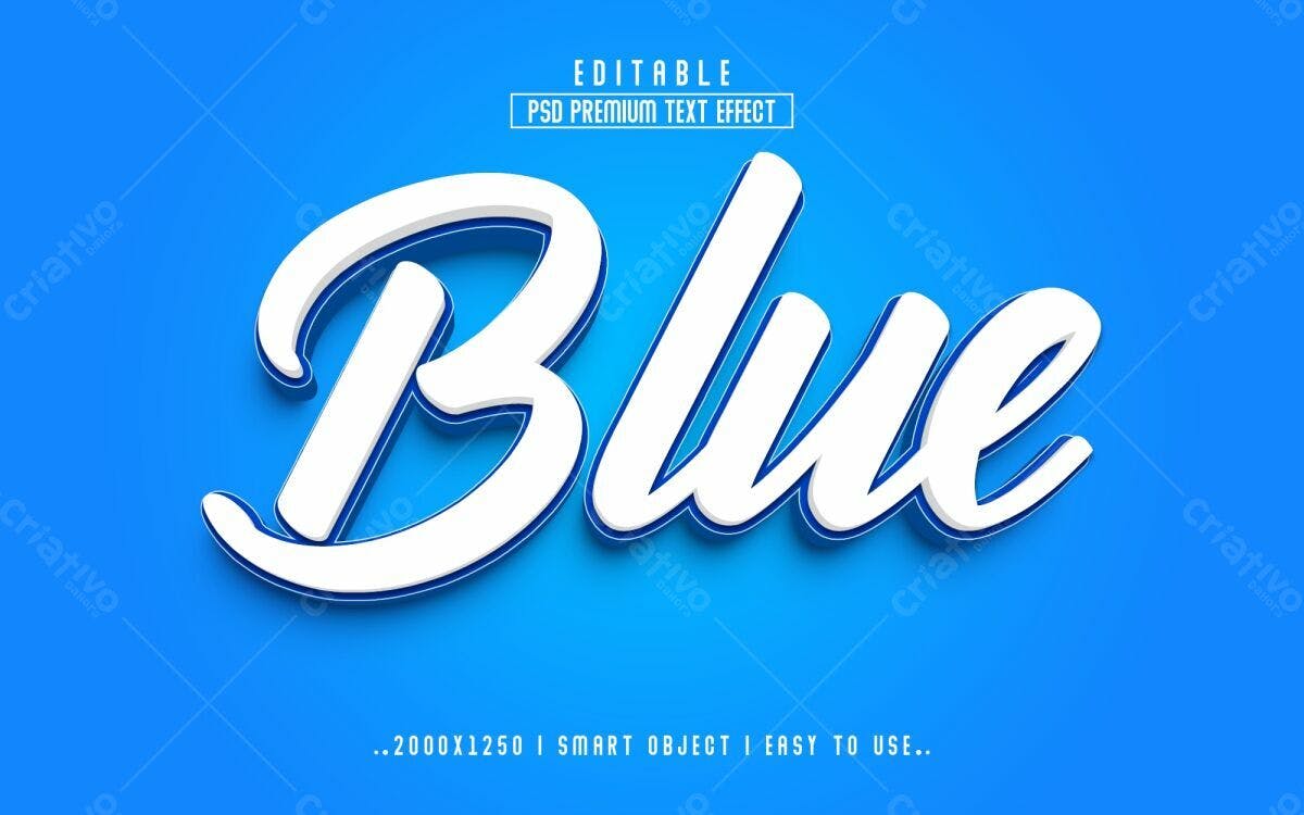 Efeito de Texto PSD Editável Azul para Design