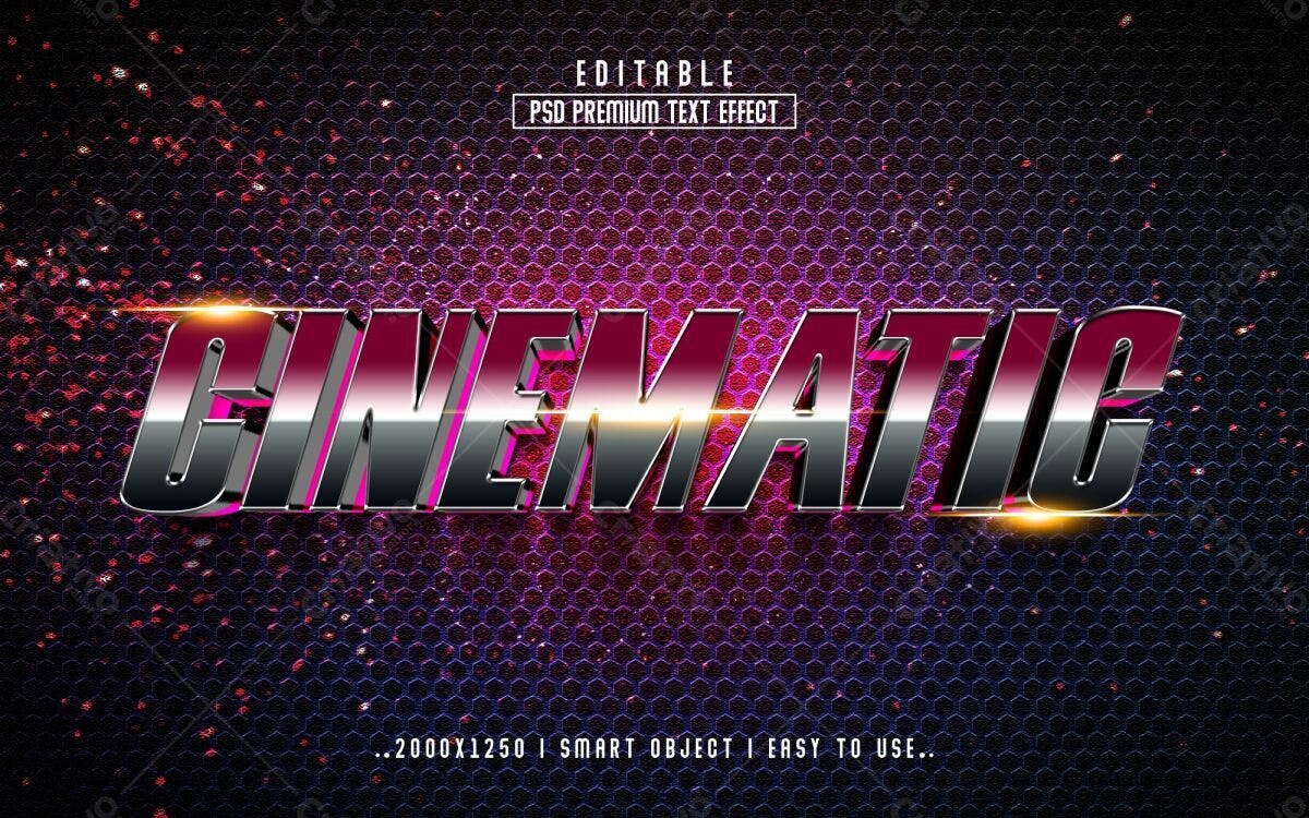 Efeito de Texto Cinemático PSD Editável