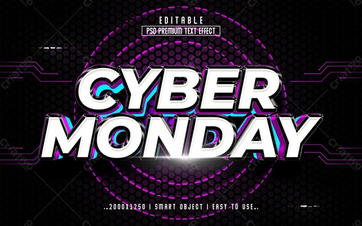 Efeitos de Texto Cyber Monday PSD Editável