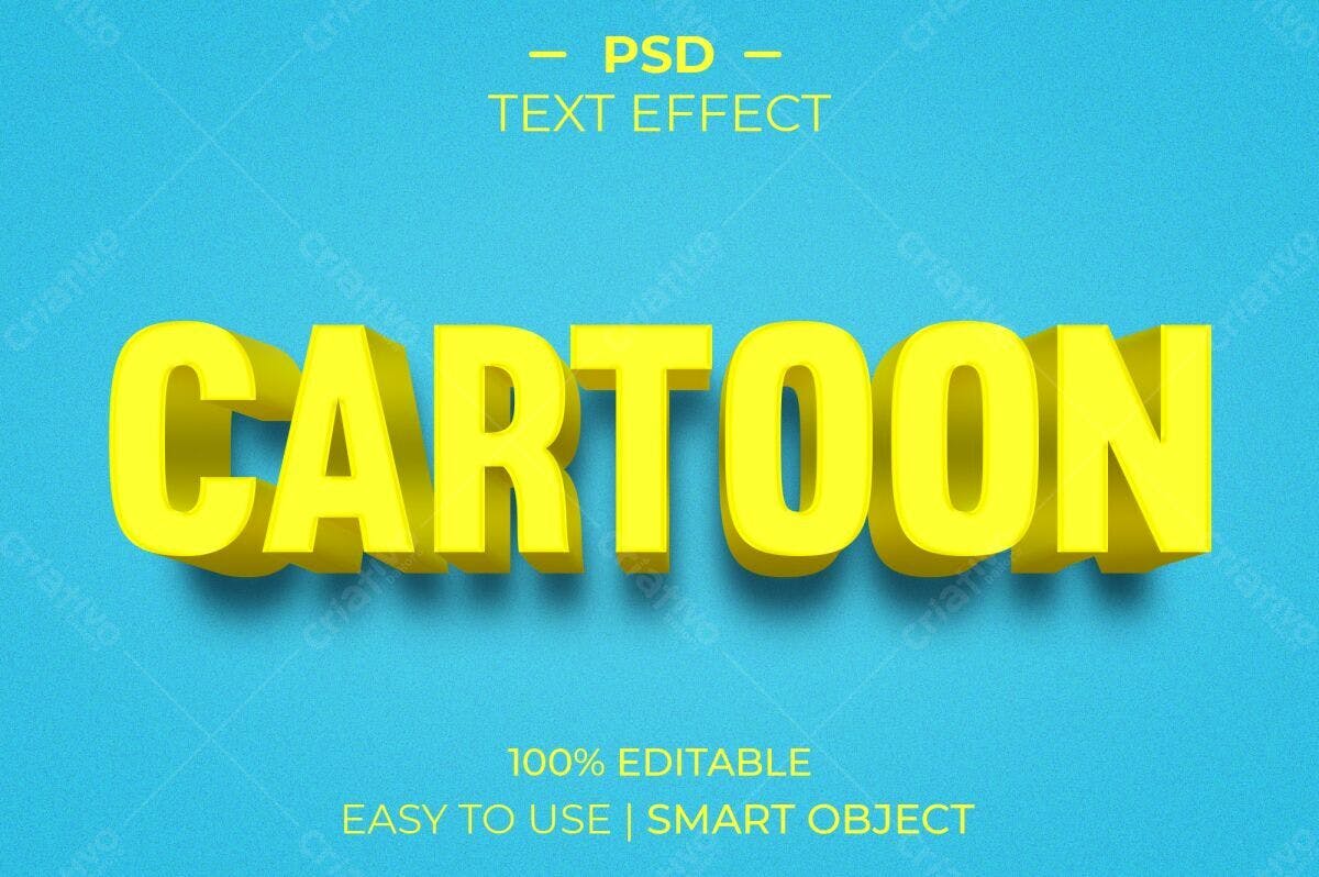 Efeito de Texto Cartoon Amarelo PSD Editável