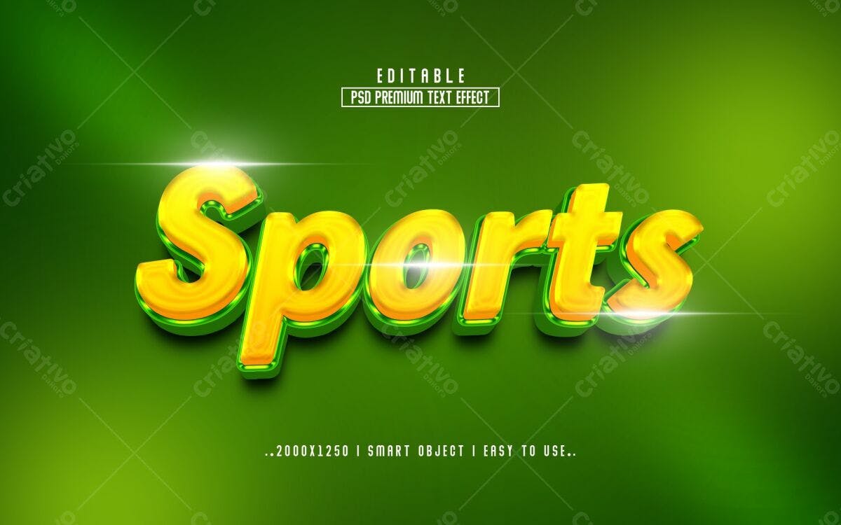 Efeito de Texto 3D para Esportes PSD Editável