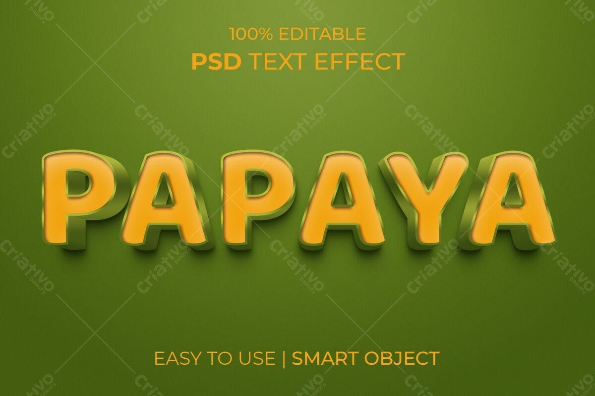 Efeito de Texto Papaya PSD Editável
