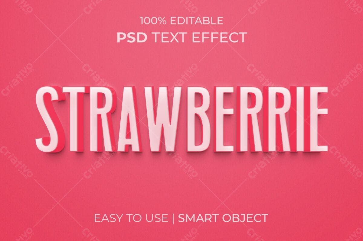 Efeito de Texto PSD para Marca de Morango Editável