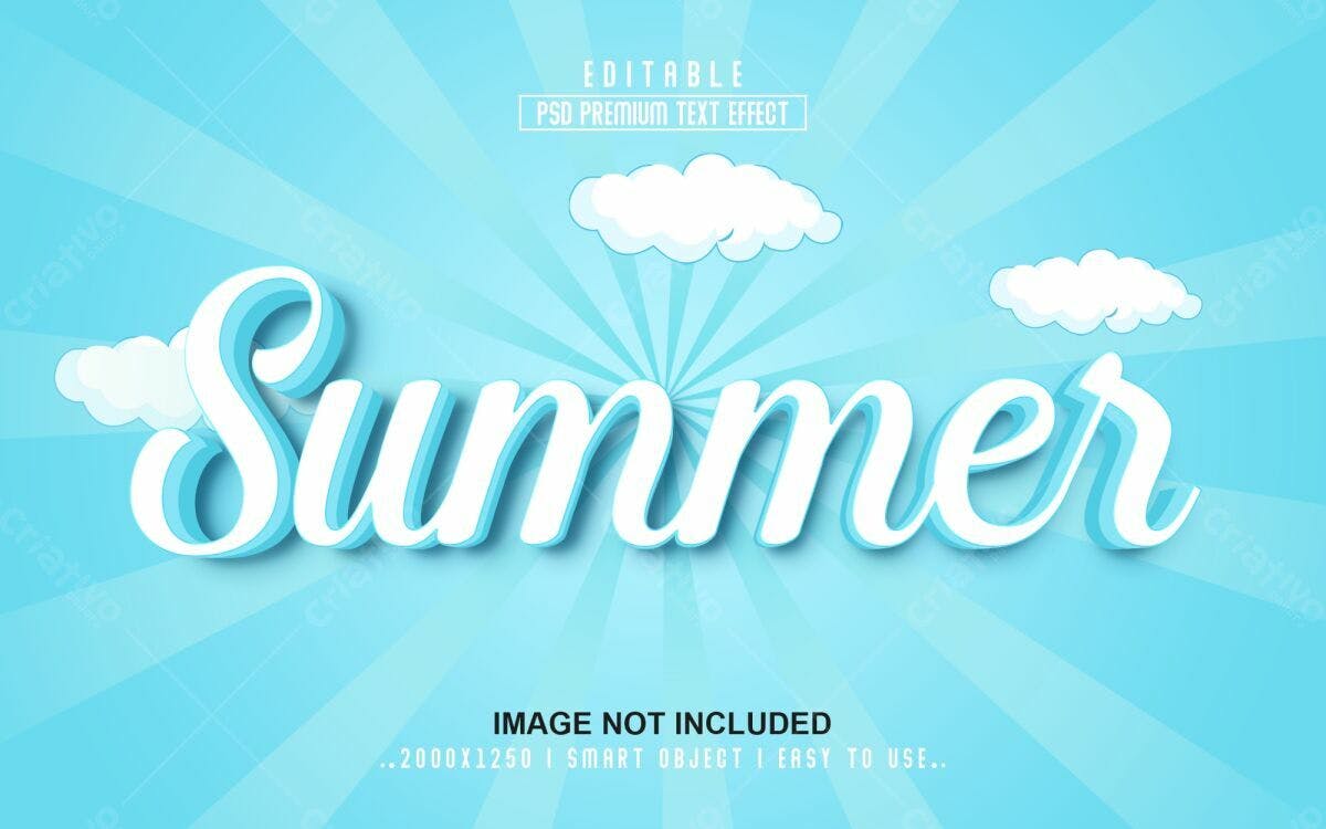 Efeito de Texto Verão PSD Editável