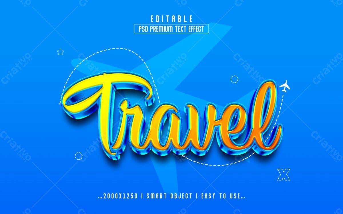 Efeito de Texto para Viagens PSD Editável
