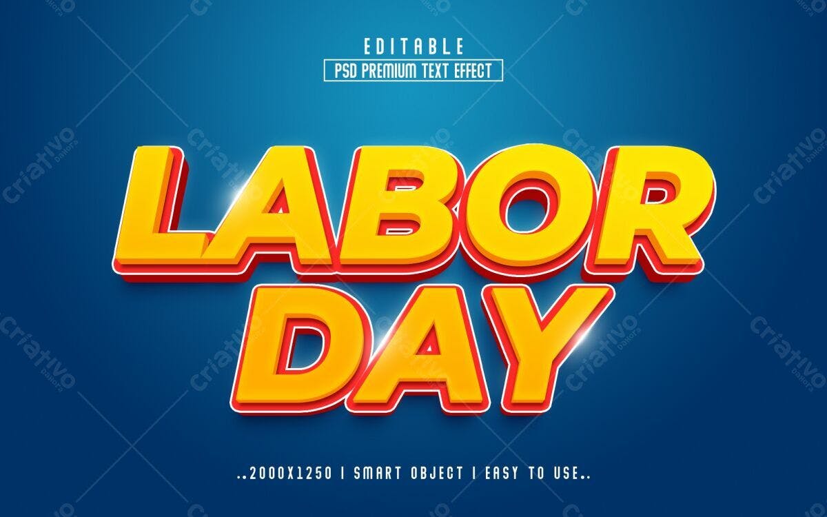 Efeito de Texto Dia do Trabalho PSD Editável