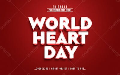 Estilo De Efeito De Texto Psd Editável Em 3D Do Dia Mundial Do Coração