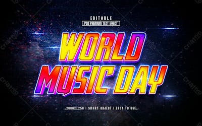 Estilo De Efeito De Texto Psd Editável Em 3D Do Dia Mundial Da Música