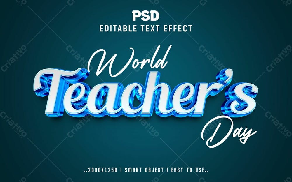Estilo De Efeito De Texto Psd Editável Em 3D Do Dia Mundial Do Professor