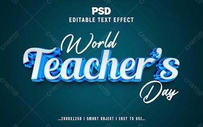 Estilo De Efeito De Texto Psd Editável Em 3D Do Dia Mundial Do Professor