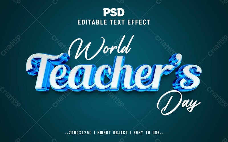Estilo de efeito de texto psd editável em 3d do dia mundial do professor