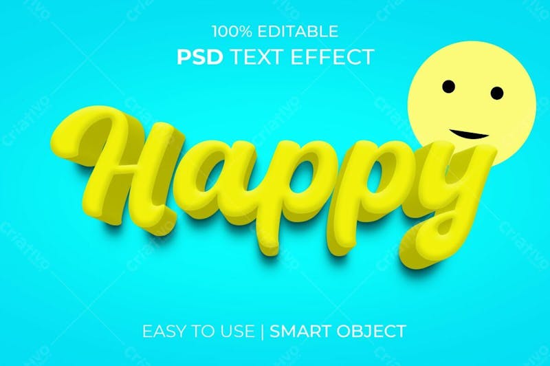 Estilo de efeito de texto psd editável em 3d feliz