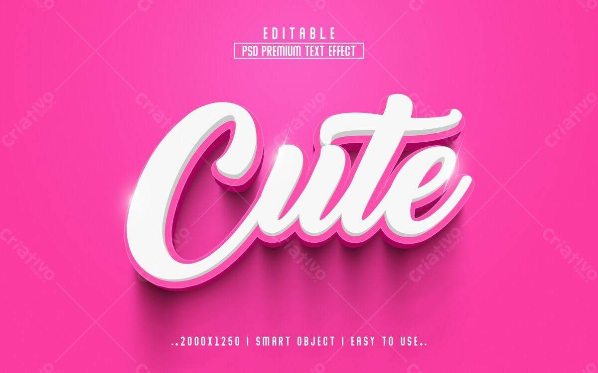 Efeito de Texto Estilo Cute PSD Editável