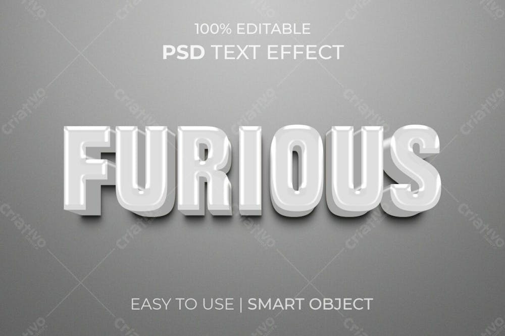 Estilo De Efeito De Texto Psd Editável Em 3D Furioso