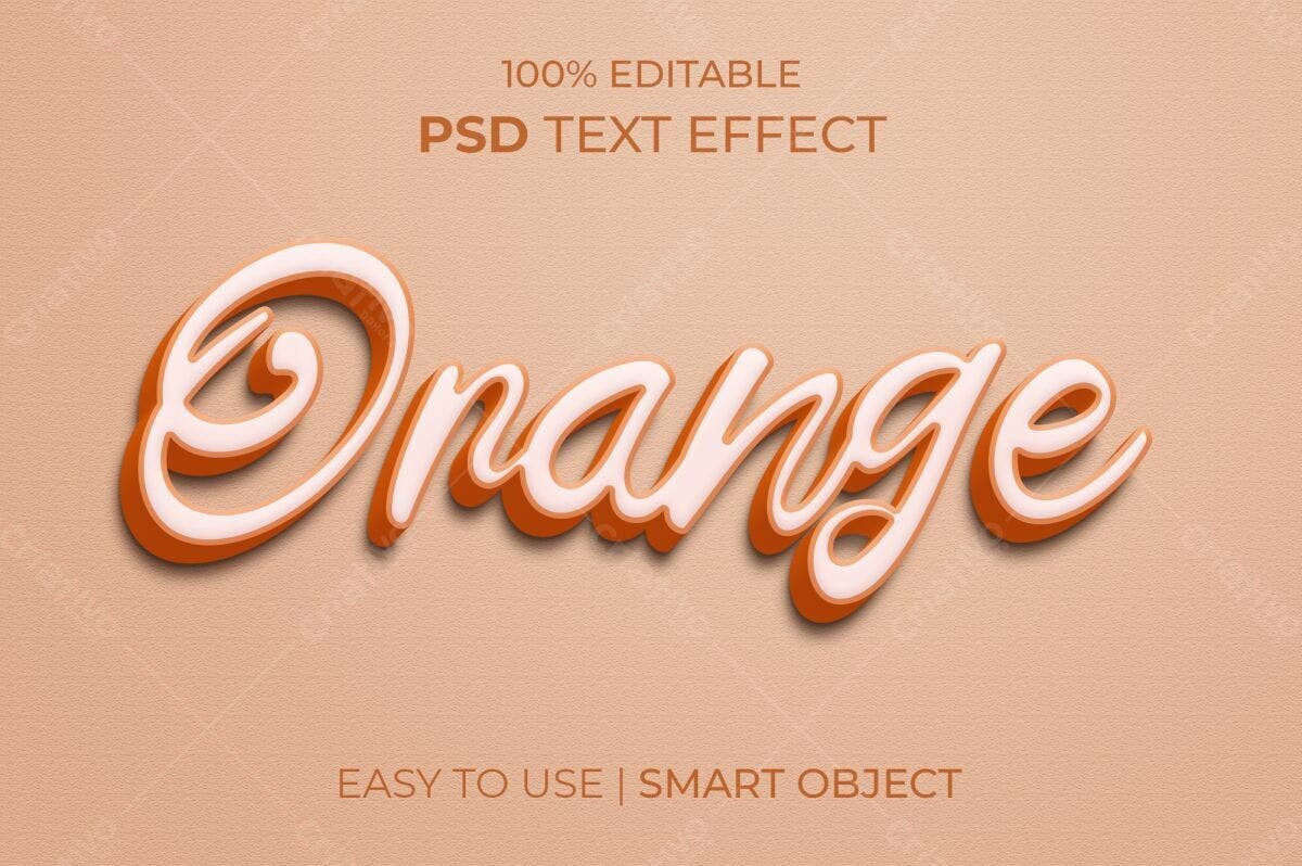 Efeito de Texto Laranja PSD Editável