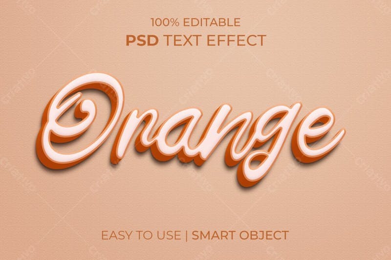 Estilo de efeito de texto psd editável em 3d laranja