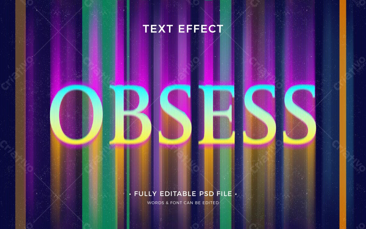 Efeito de Texto Neon Obsess PSD Editável