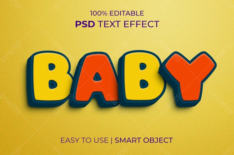 Estilo de efeito de texto psd editável em 3d para bebê