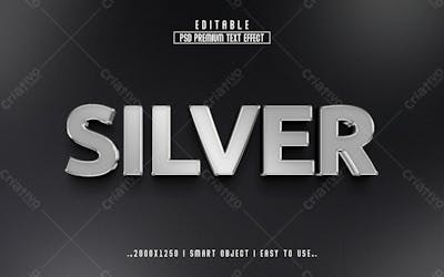 Estilo De Efeito De Texto Psd Editável Em 3D Prateado