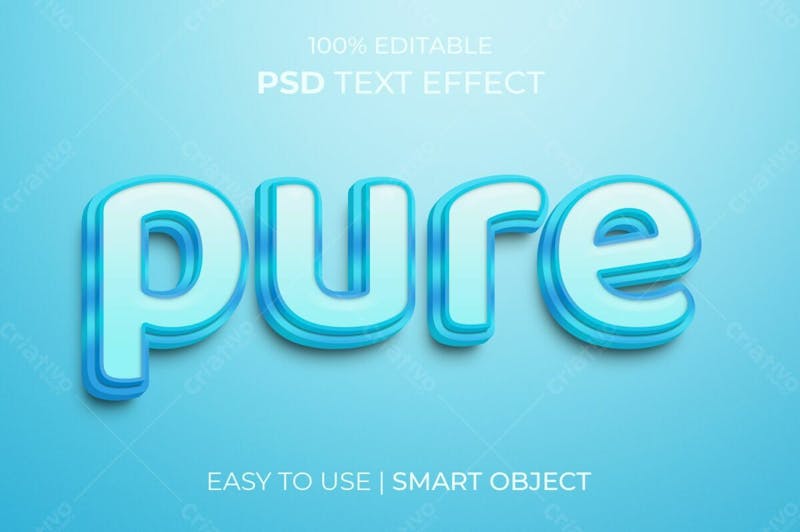 Estilo de efeito de texto psd editável em 3d puro