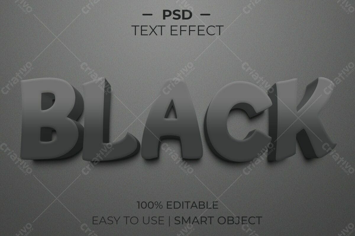 Efeito de Texto Preto PSD Editável