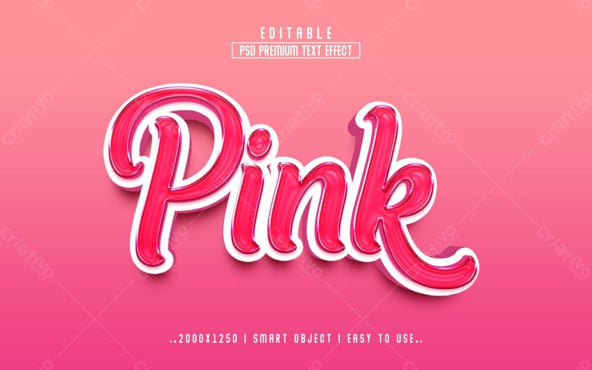Efeito de Texto Pink PSD Editável