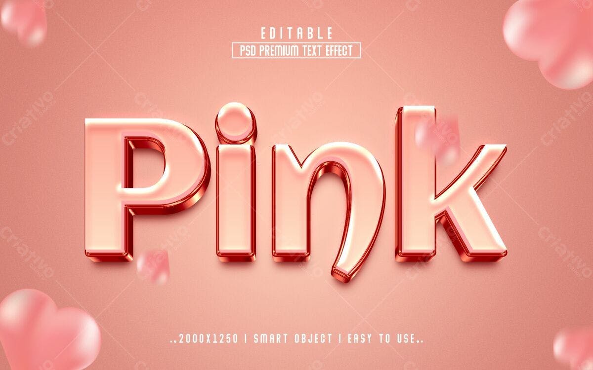 Efeito de Texto Rosa para Dia dos Namorados PSD Editável