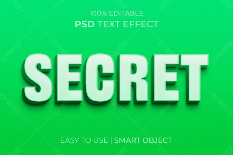 Estilo de efeito de texto psd editável em 3d secreto