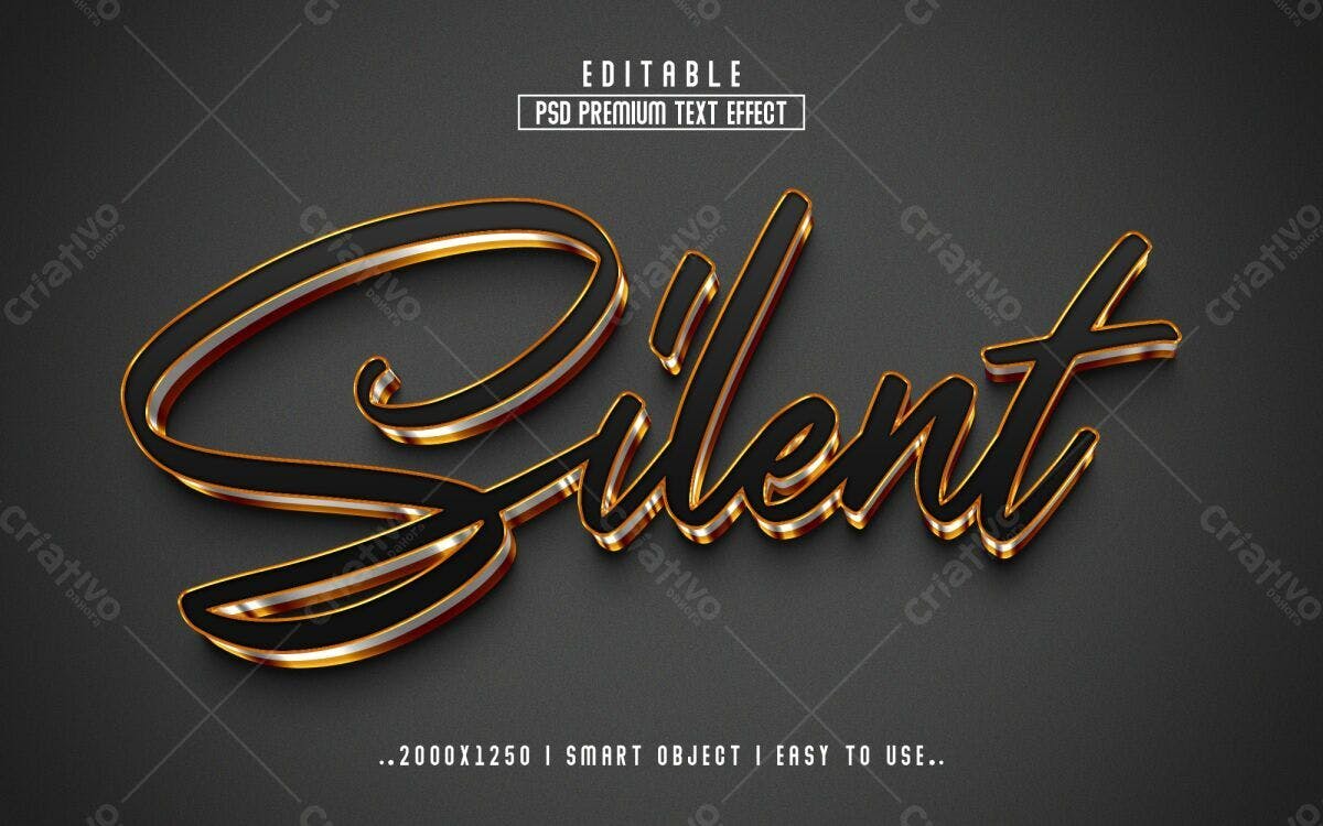 Efeito de Texto PSD Editável Luxo Dourado