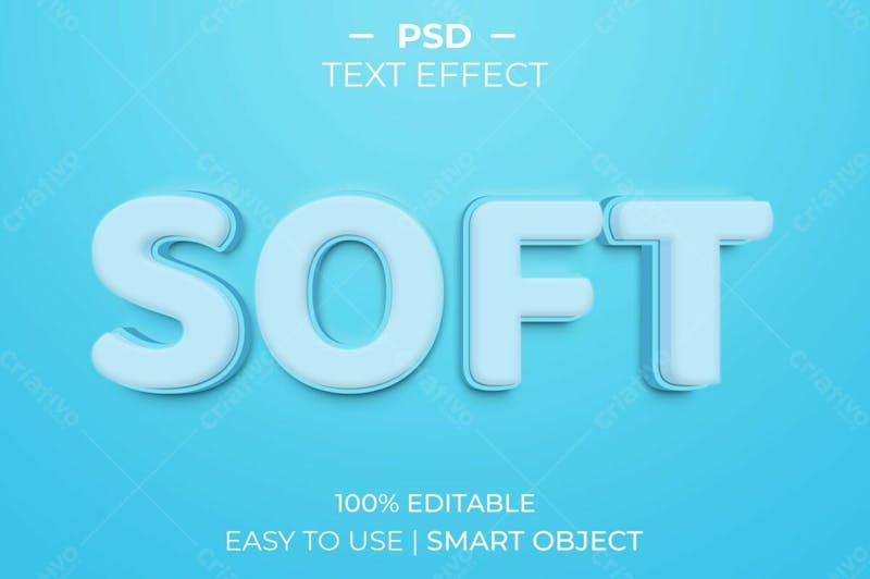 Estilo de efeito de texto psd editável em 3d suave