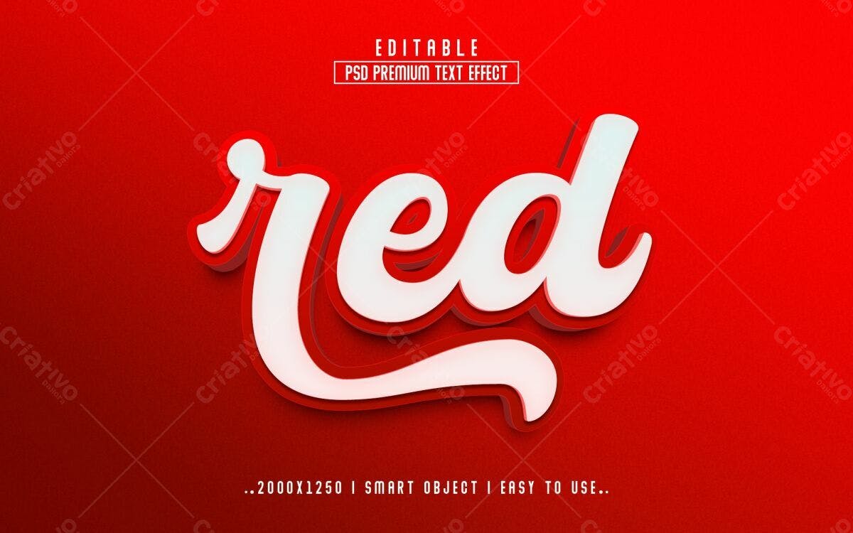 Efeito de Texto PSD Editável para Designs Vermelhos