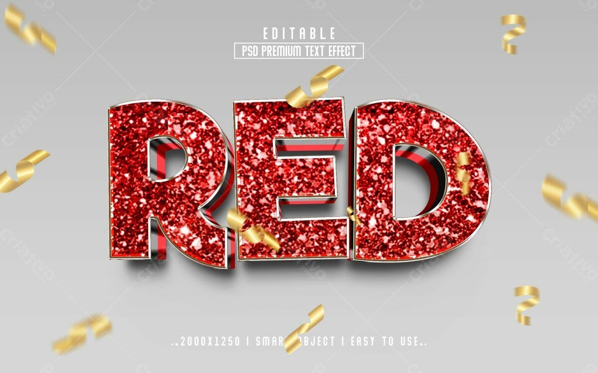 Efeito de Texto Premium Vermelho PSD Editável
