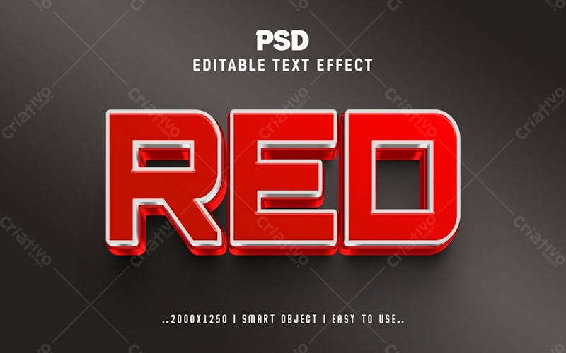 Estilo de efeito de texto psd editável em 3d vermelho