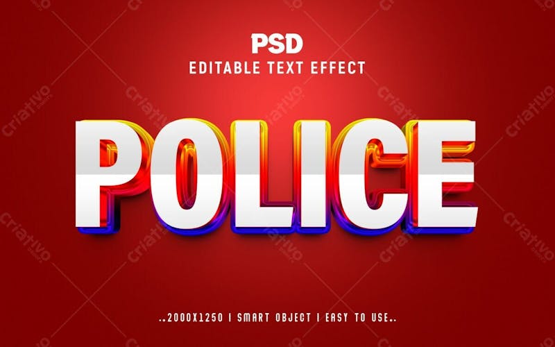 Estilo de efeito de texto psd editável da polícia 3d