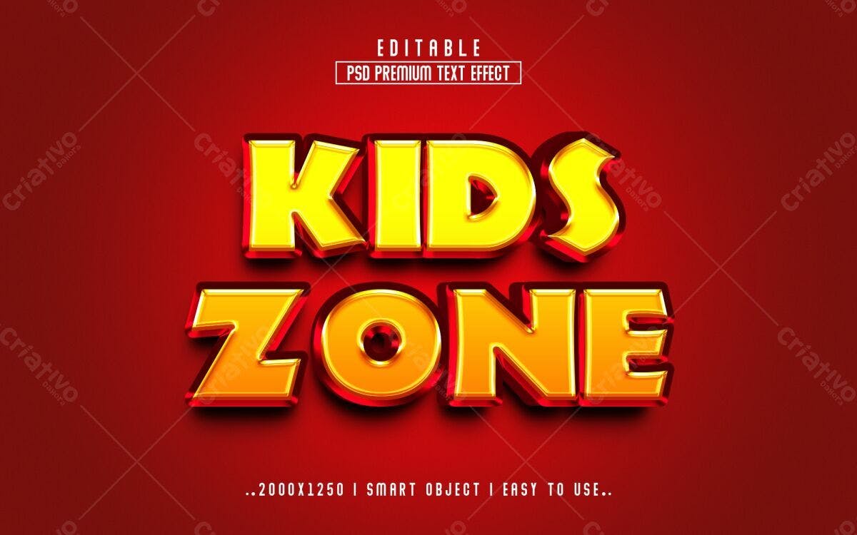Efeito de Texto Kids Zone PSD Editável