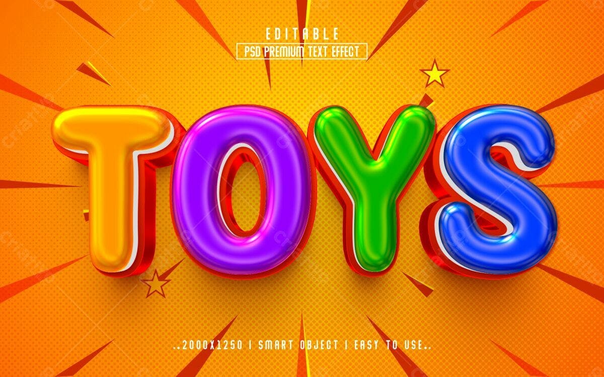 Efeito de Texto Brinquedo Infantil PSD Editável