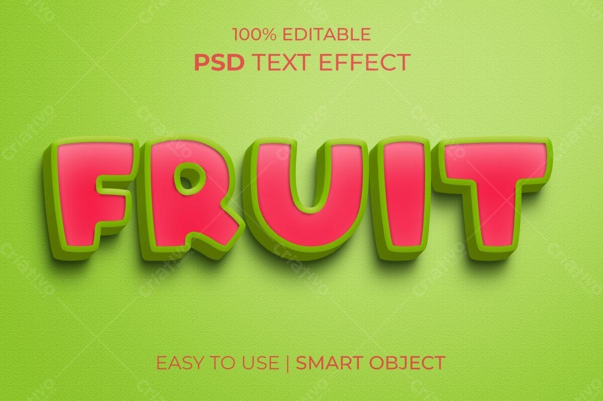 Efeito de Texto Fruta PSD Editável