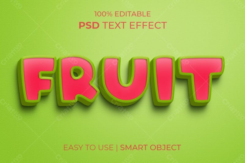 Estilo de efeito de texto psd editável de frutas 3d