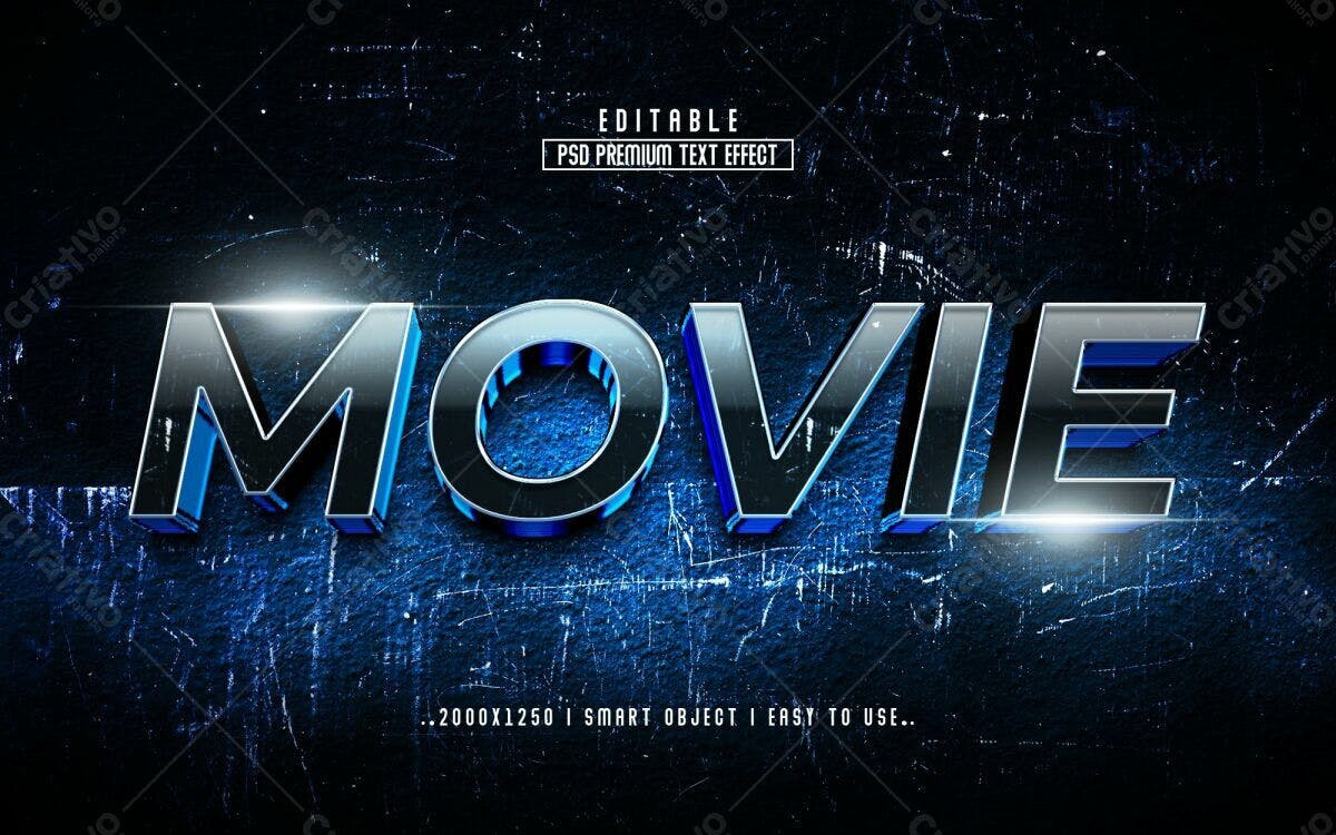 Efeito de Texto para Trailers de Filmes PSD Editável
